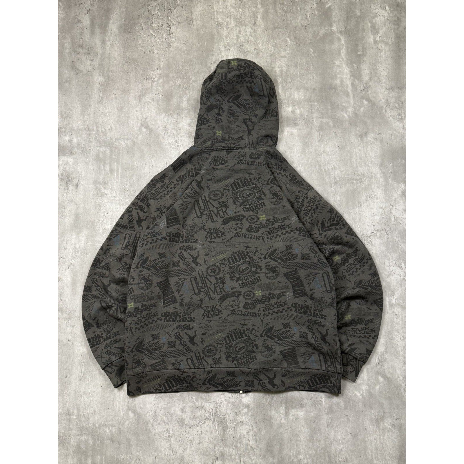 Vintage Y2K Quiksilver All Over Print Full Zip Hooded Sweatshirt Size XL