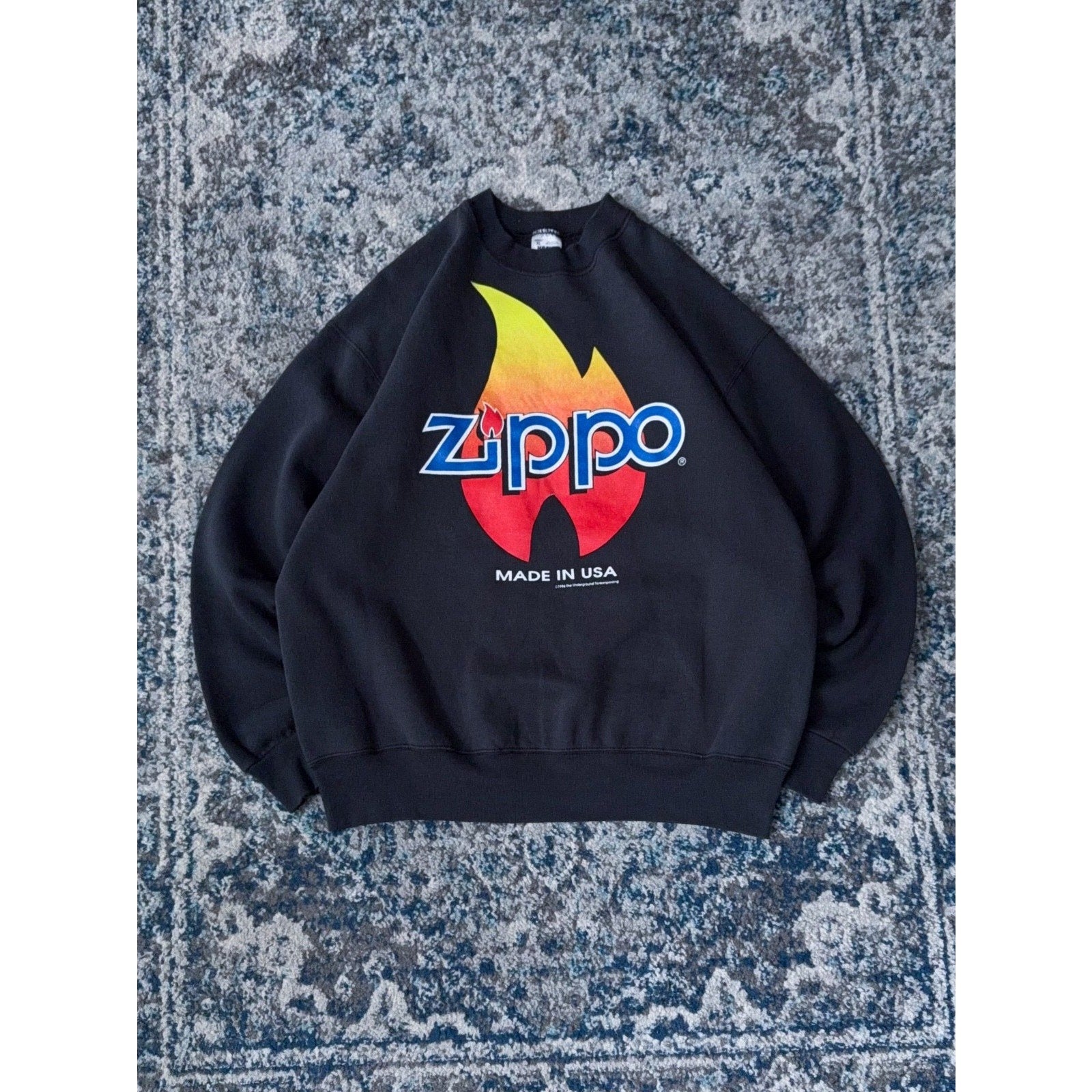 Vintage 1994 Zippo Made In USA Big Logo Graphic Sweatshirt Size XL