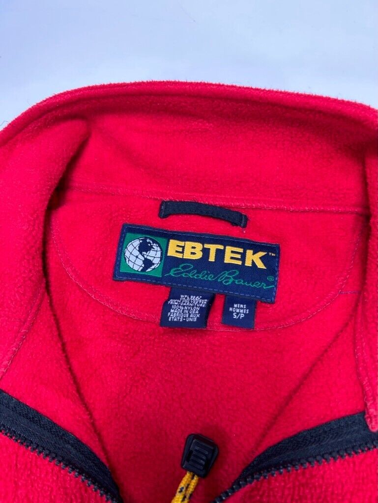 Vintage 90s Eddie Bauer EBTek Full Zip Fleece Sweatshirt Size Small Red