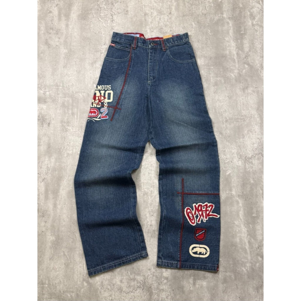 Vintage Y2K Womens Ecko Unilmited Embroidered Logo Medium Wash Denim Pants