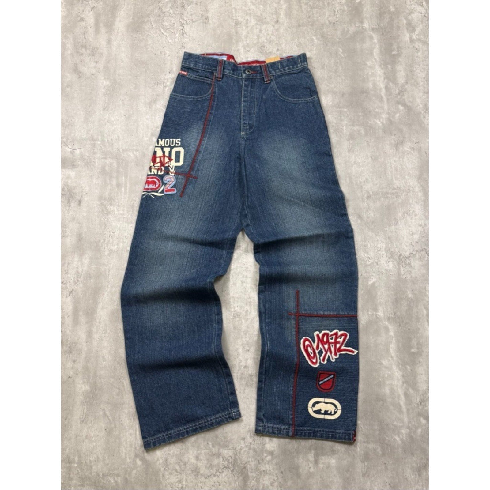 Vintage Y2K Womens Ecko Unilmited Embroidered Logo Medium Wash Denim Pants
