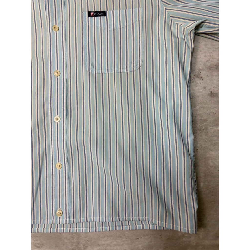 Vintage Chaps Single Pocket Striped Cropped Button Up Shirt Size Medium
