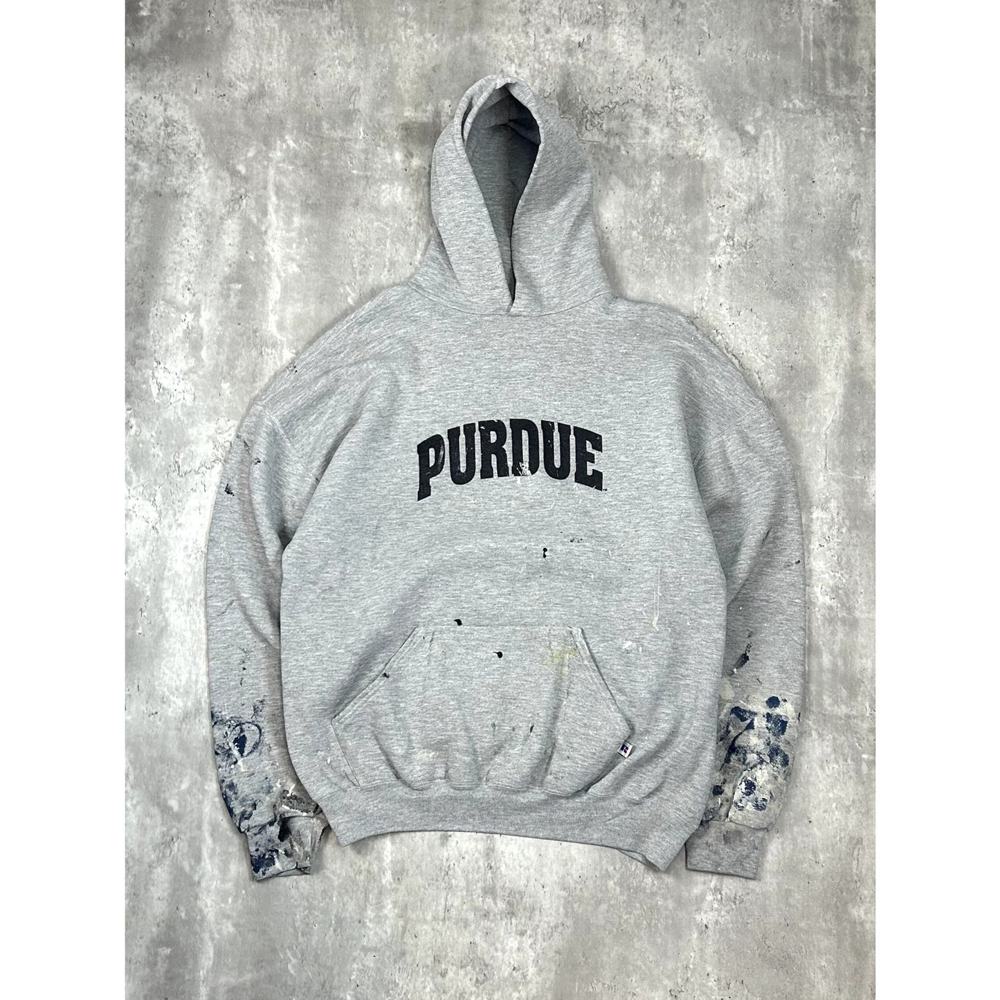 Vintage Purdue Boilermakers NCAA Spell Out Russell Hooded Sweatshirt Size 2XL