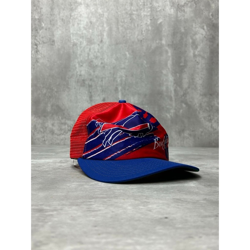 Vintage 80s Buffalo Bills NFL Graphic Logo Trucker Snapback Hat OSFA
