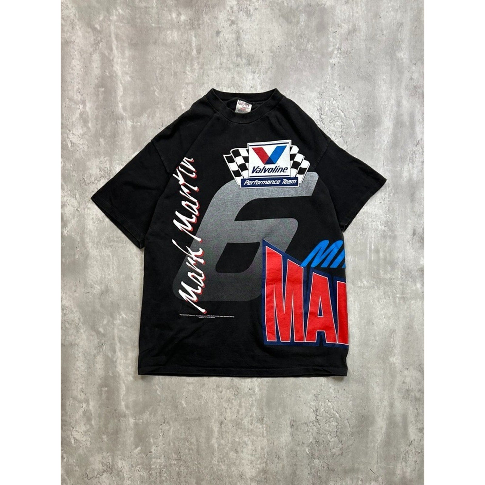 Vintage 90s Mark Martin #6 Nascar Racing Wrap Around Print T-Shirt Size XL