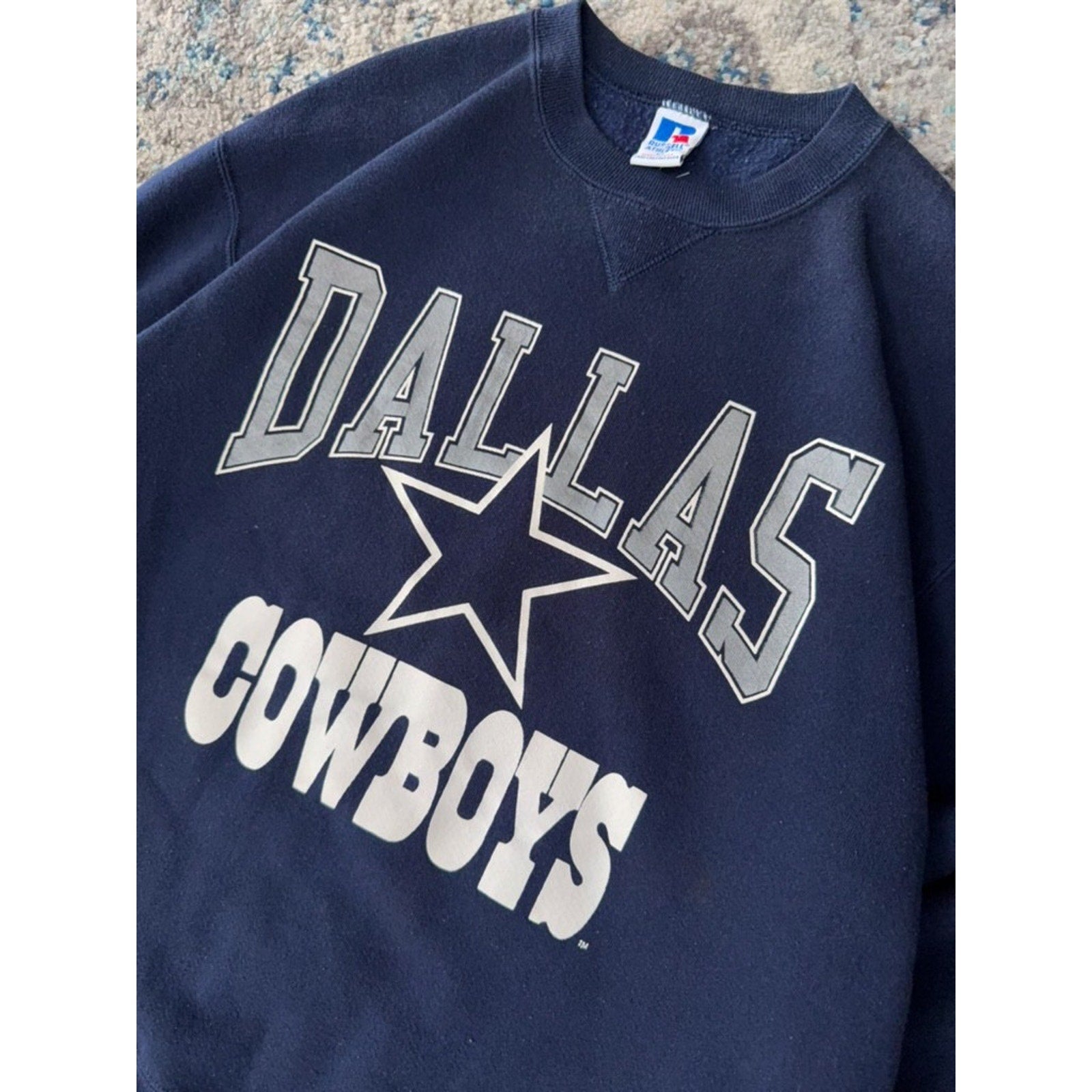 Vintage 90s Dallas Cowboys NFL Spellout Logo Crewneck Sweatshirt Size XL