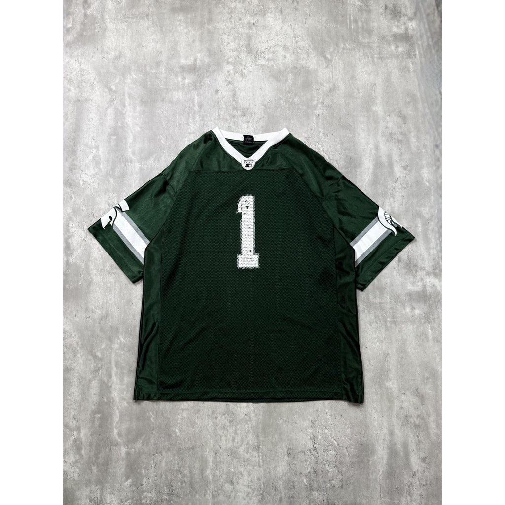 Vintage Michigan State Spartans NCAA #1 Starter Green Football Jersey Size XL