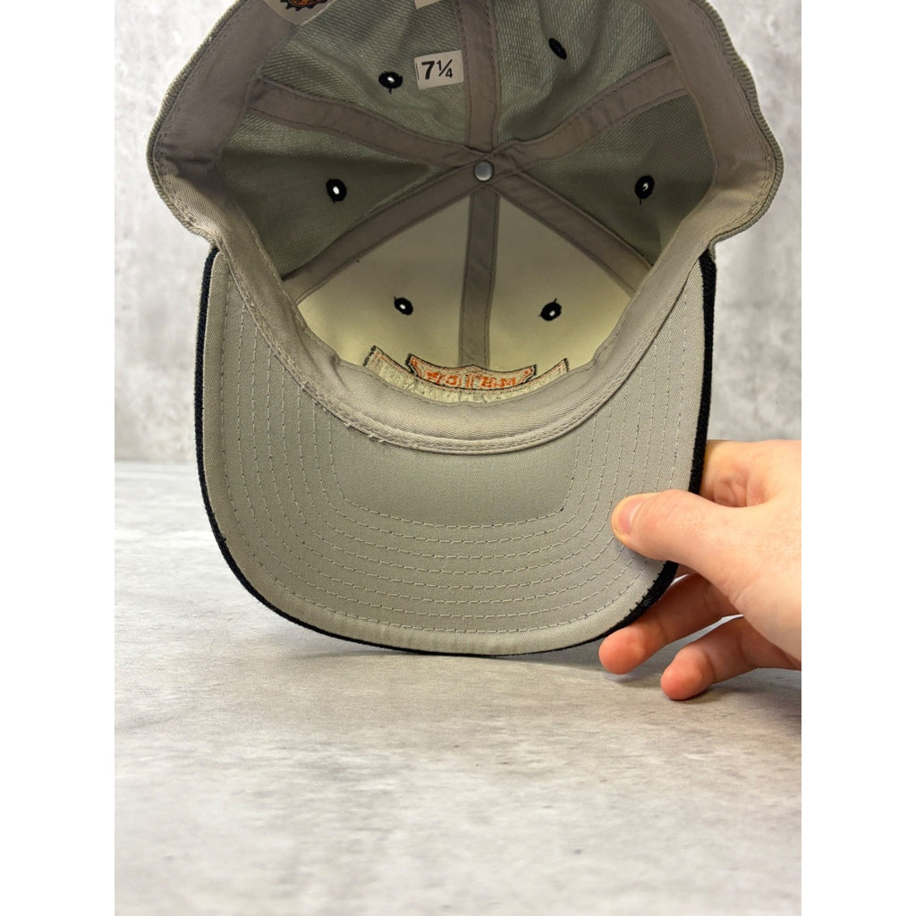 Vintage Harley Davidson Embroidered Classic Logo Gray Fitted Hat Size 7 1/4