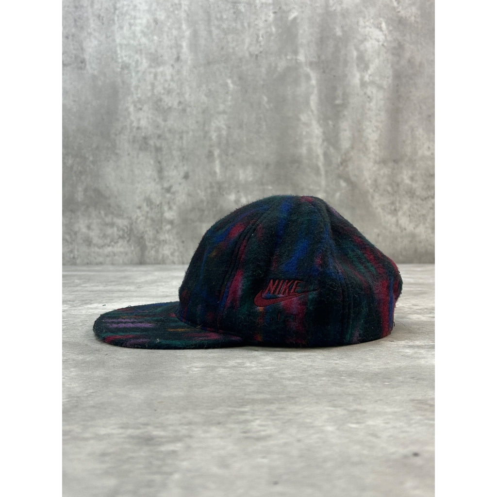 Vintage 90s Nike F.I.T Abstract Fleece Running Strapback Hat OSFA