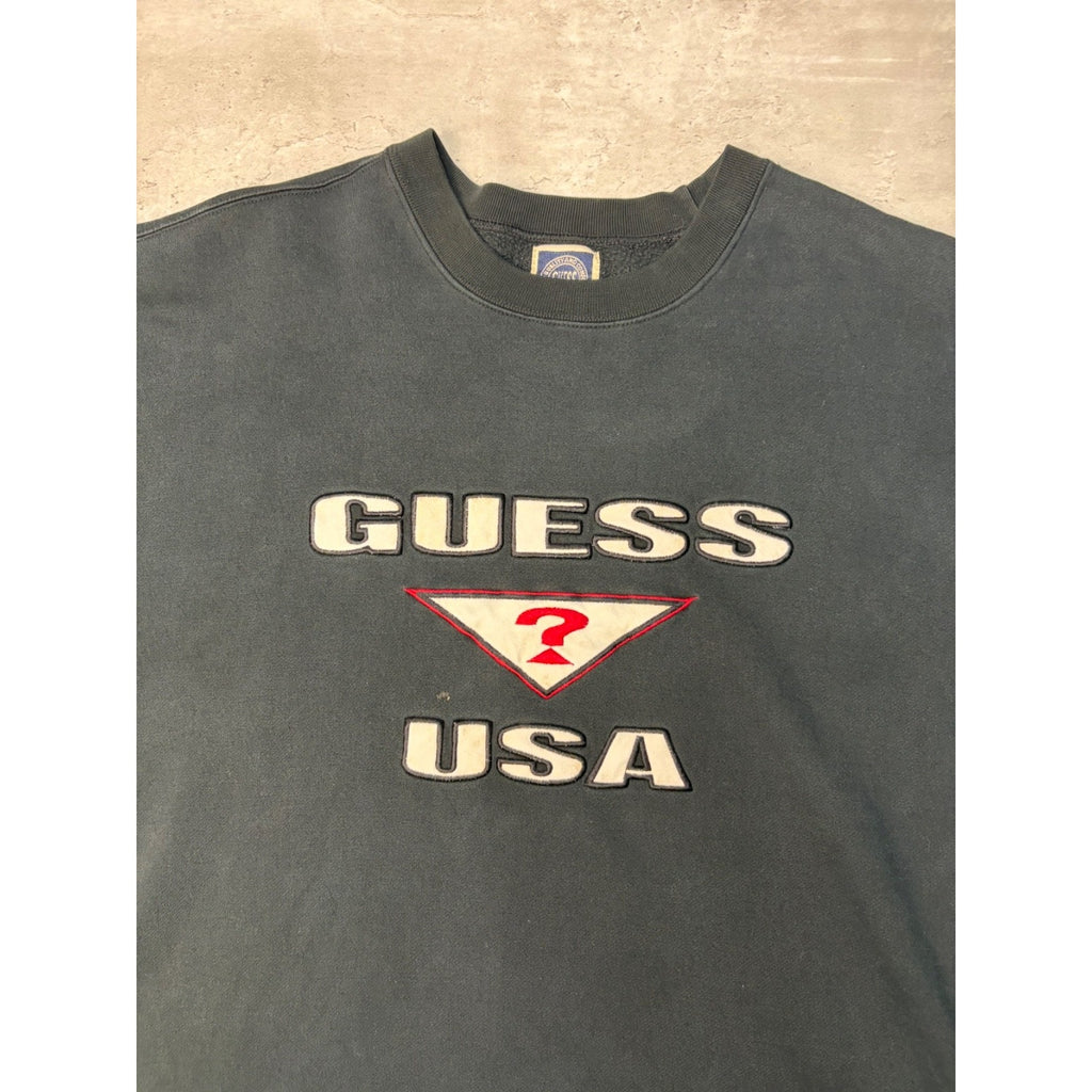 Vintage 90s Guess USA Embroidered Logo Spellout Sweatshirt Size XL