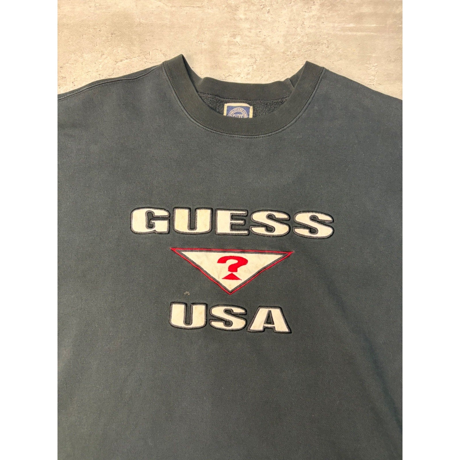 Vintage 90s Guess USA Embroidered Logo Spellout Sweatshirt Size XL