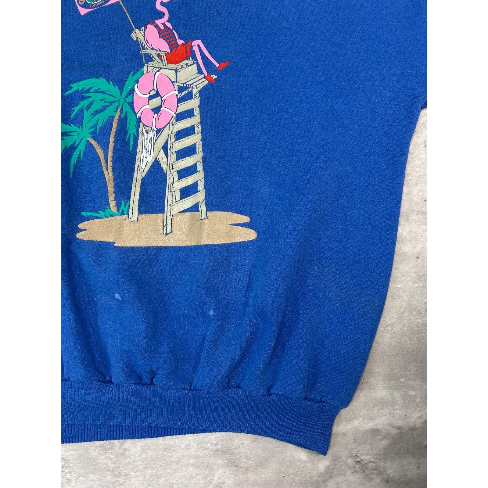 Vintage 80s/90s Flamingo Lifeguard Cartoon Graphic Sweatshirt Size XL