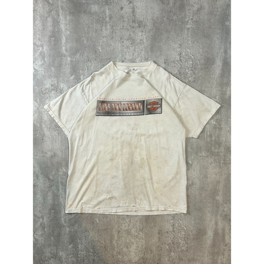 Vintage Harley Davidson Motorcycles Distressed Spellout Graphic T-Shirt Size XL