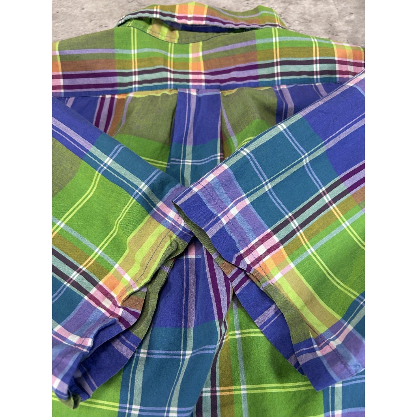 VTG Polo Ralph Lauren Plaid Short Sleeve Reworked Cropped Button Up Shirt Medium