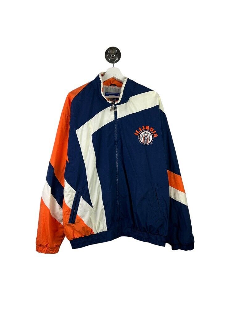 Vintage 90s Starter University Of Illinois NCAA Embroidered Crest Jacket Size XL