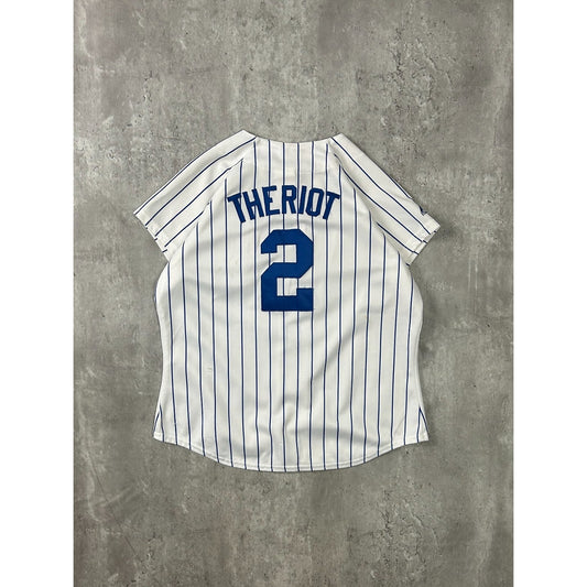 Vintage Ryan Theriot #2 Chicago Cubs MLB Pinstripe Stitched Jersey Size Small