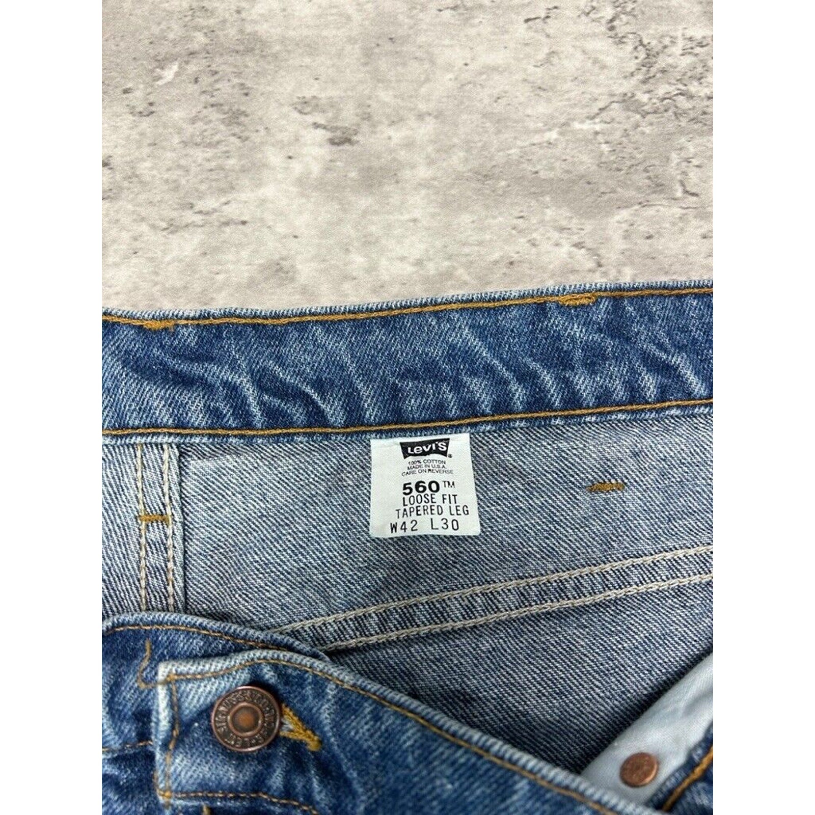 Vintage 90s Levis 560 Red Tab Loose Fit Tapered Leg Dark Wash Denim Pants Size 41