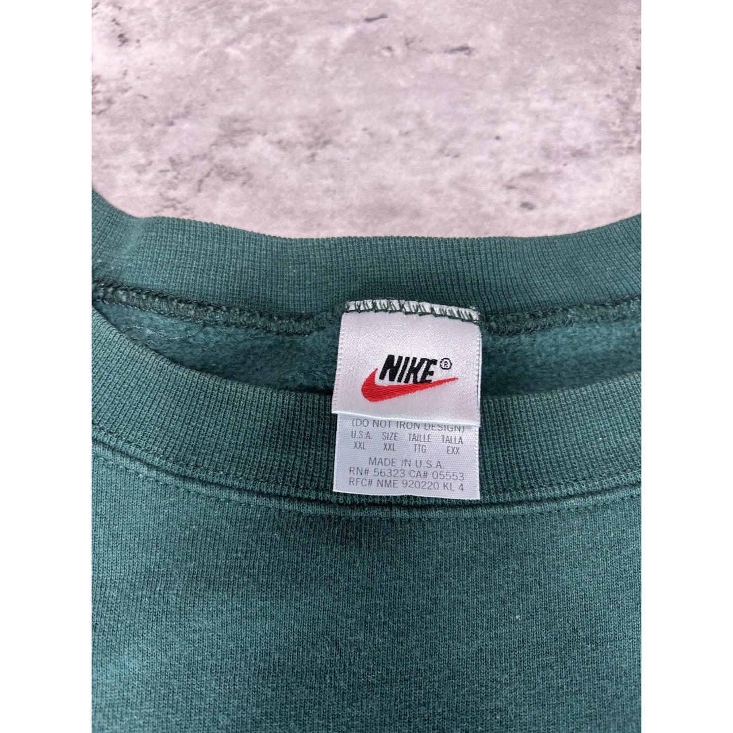 Vintage 90s Nike Big Graphic Swoosh Pullover Crewneck Sweatshirt Size XXL Green