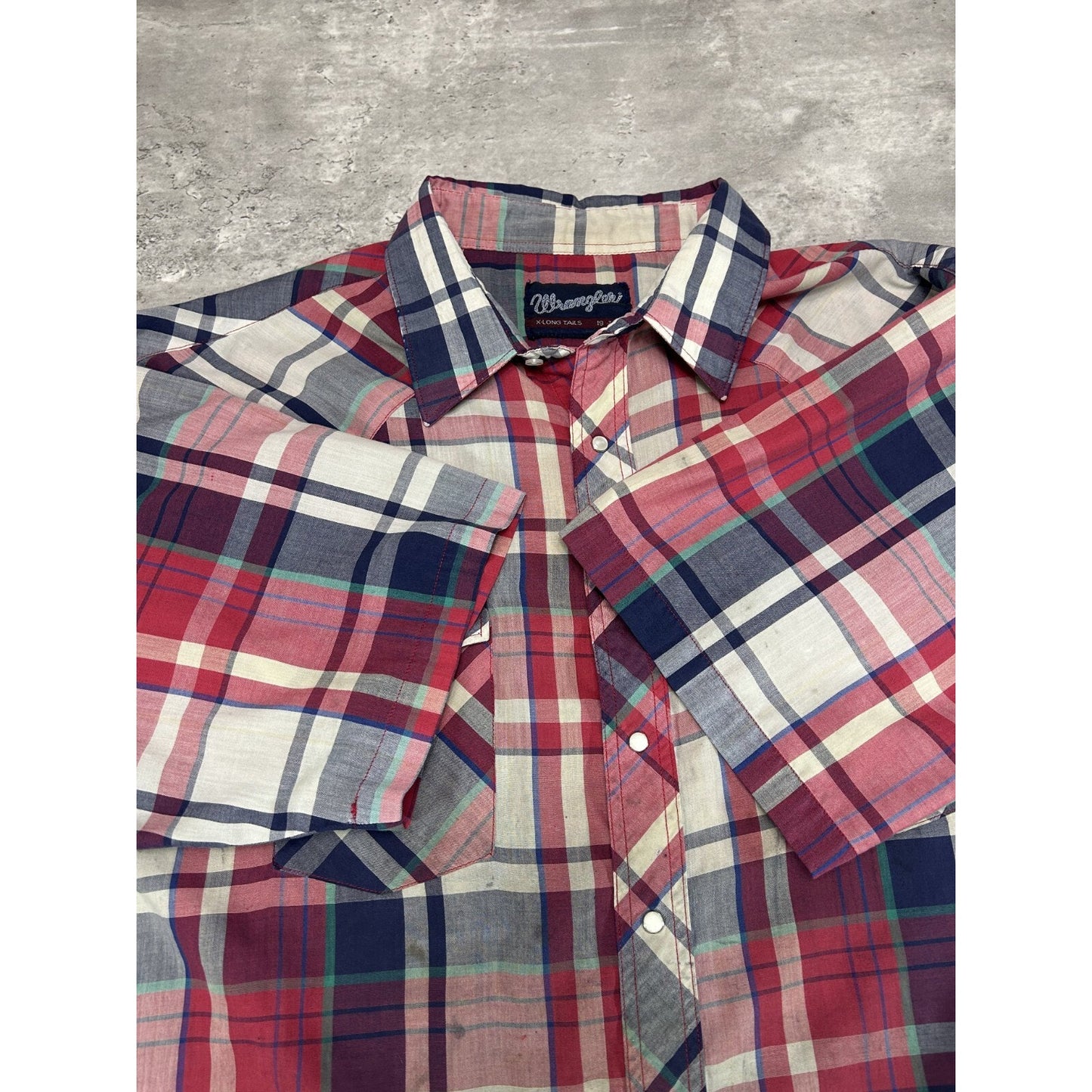 Vintage 90s Wrangler Pearl Snap Plaid Reworked Cropped Button Up Shirt Sz 2XL