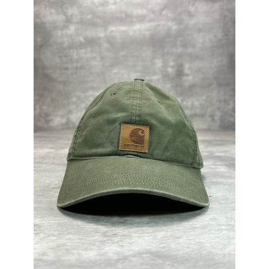 Vintage Carhartt Embroidered Patch Workwear Strapback Hat OSFA Green