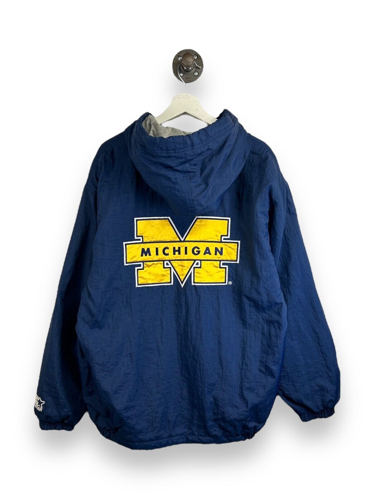 Vintage 90s Michigan Wolverines NCAA Insulated Pullover Starter Jacket Sz Medium