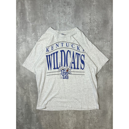 Vintage 90s Kentucky Wildcats NCAA Spellout Graphic T-Shirt Size XL Gray