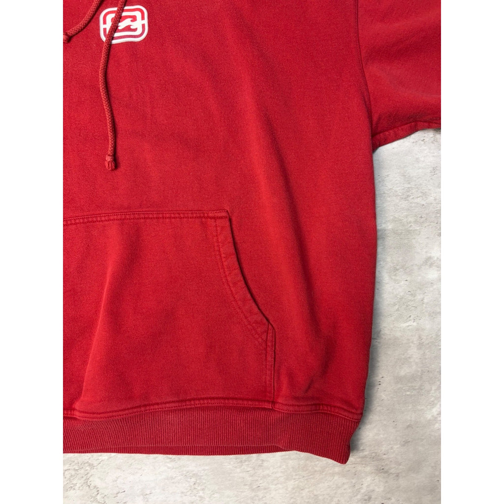 Vintage Y2K Billabong Middle Logo Pullover Hooded Red Sweatshirt Size Large