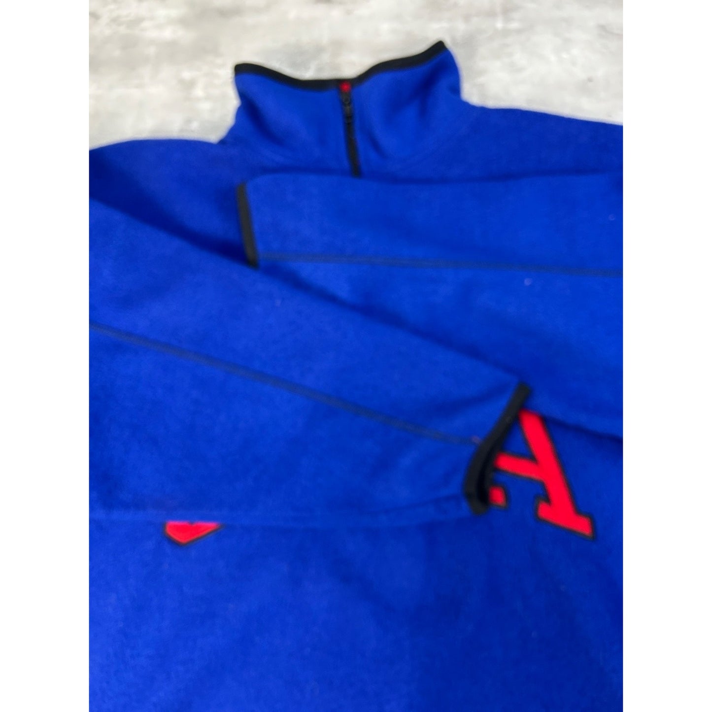 Vintage USA Embroidered Arc Spellout 1/4 Zip Fleece Sweatshirt Size 2XL