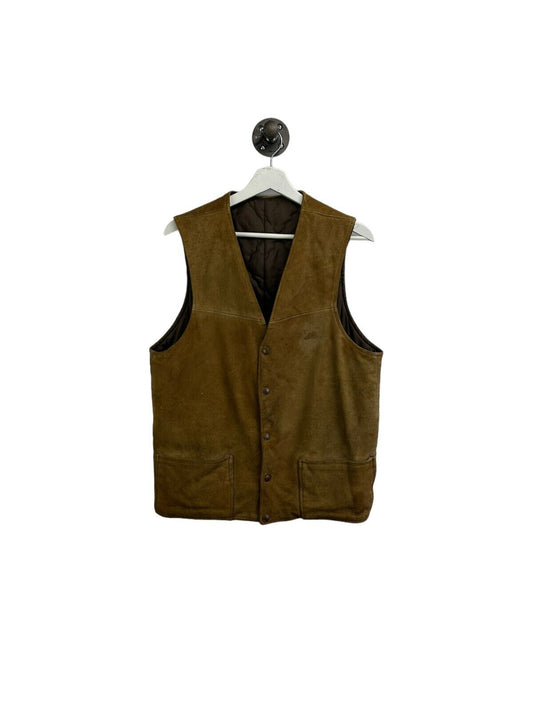 Vintage 70s/80s Tregos Westwear Quilted Lined Suede Vest Jacket Size Medium