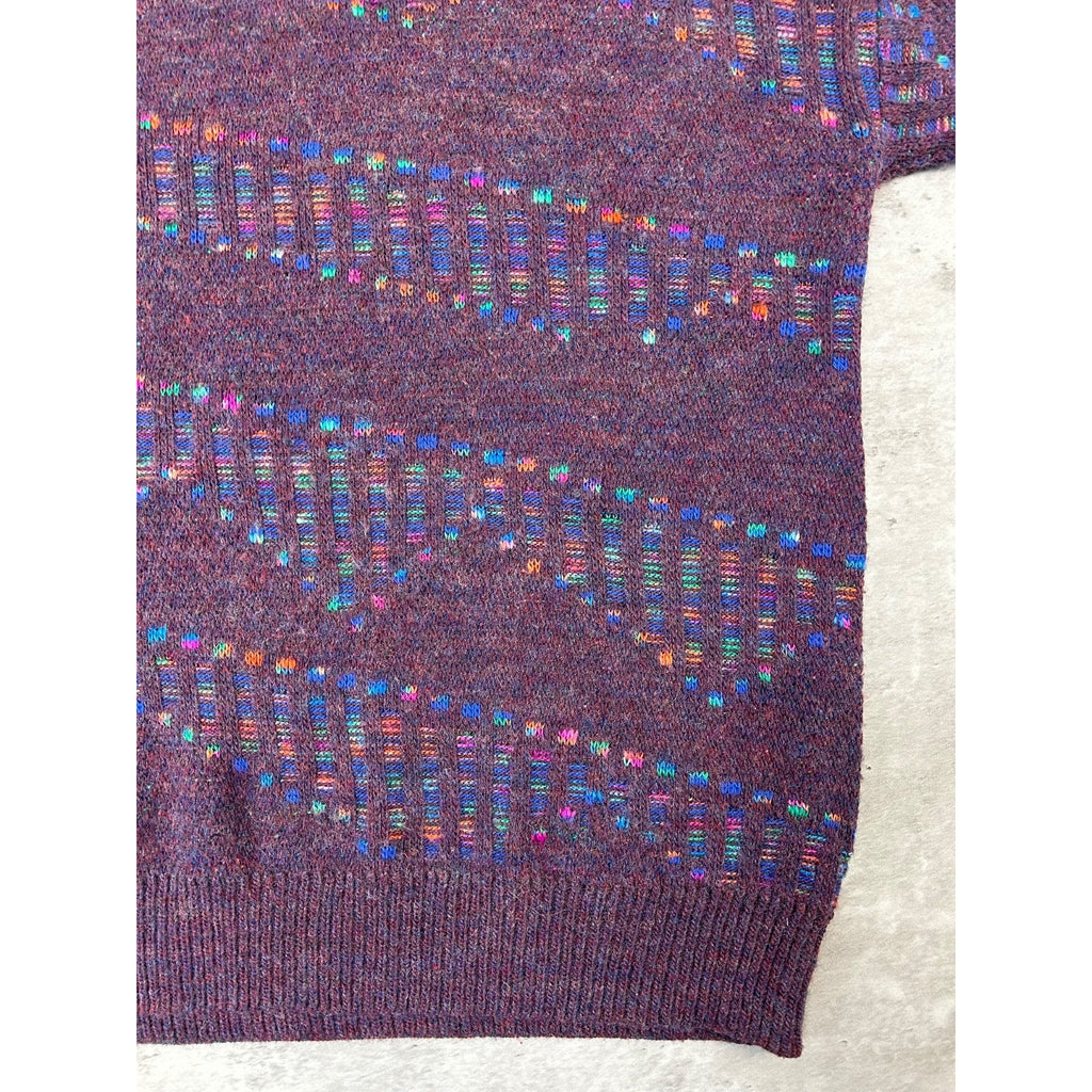 Vintage 90s Slanted Striped Tonal Pullover Knit Sweater Size Large