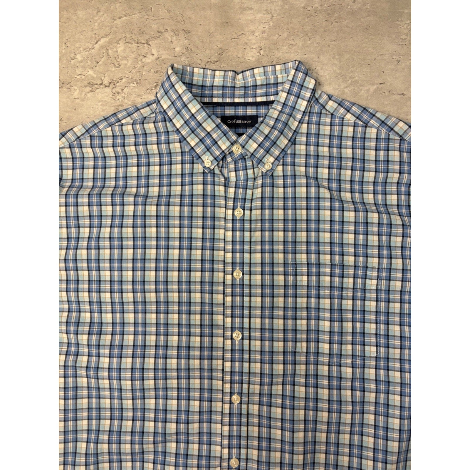 Croft & Barrow Plaid Single Pocket Reworked Cropped Button Up Shirt Size XL