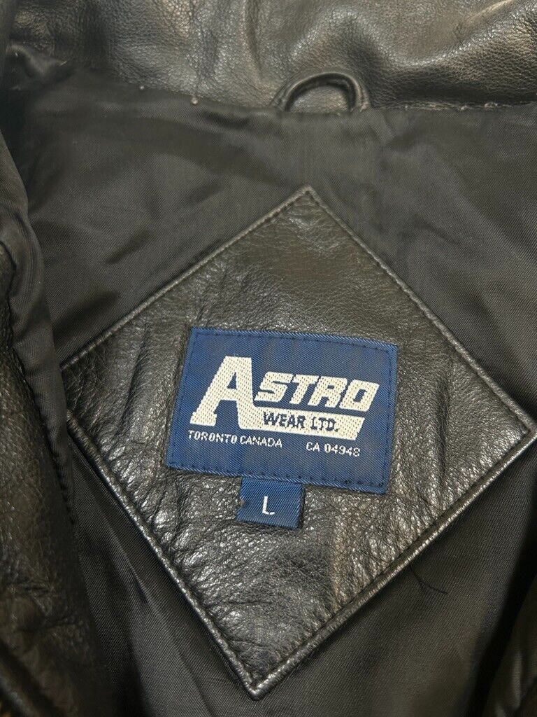 Vintage 90s Astrowear Chevy GM Embroidered Leather Bomber Jacket Size Large