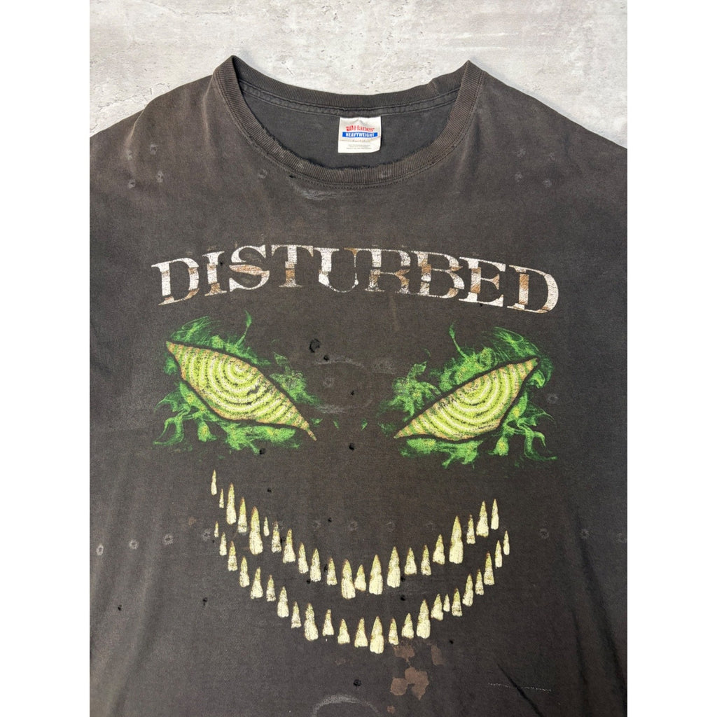 Vintage Disturbed Aslyum Heavy Metal Music Black Band T-Shirt Size XL