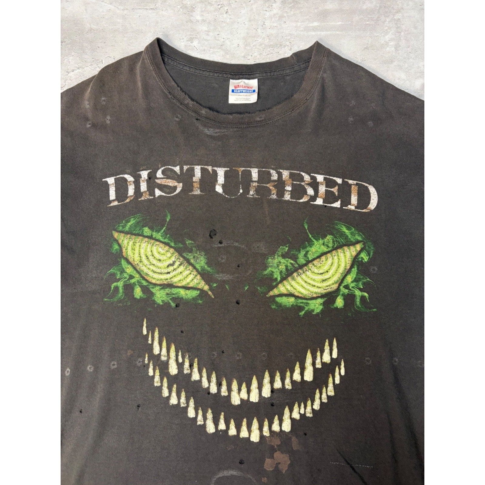 Vintage Disturbed Aslyum Heavy Metal Music Black Band T-Shirt Size XL
