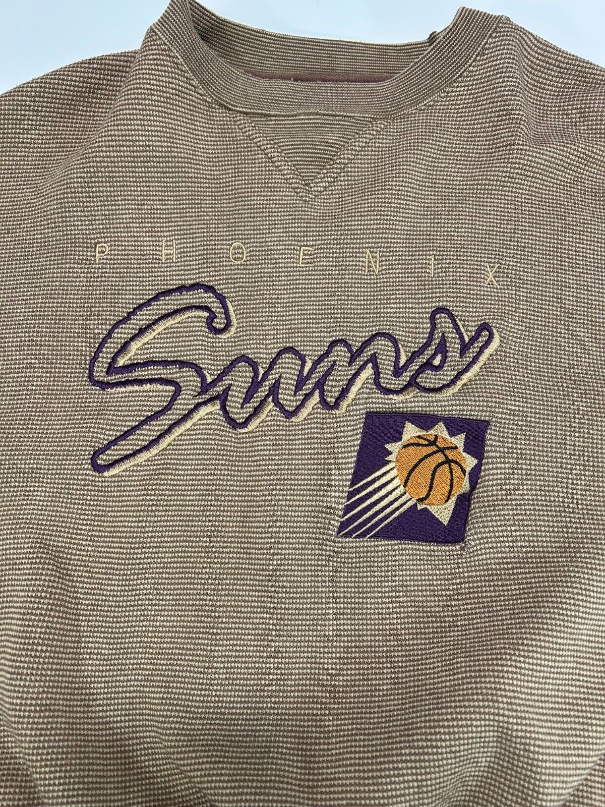 Vintage Phoenix Suns NBA Embroidered Script Spellout Sweatshirt Size Large