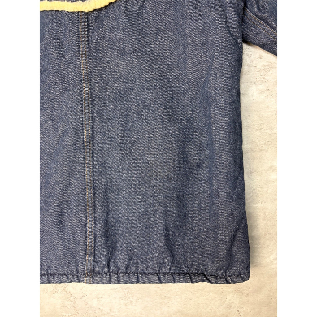 Vintage 1960s Sears Roebucks Dark Wash Denim Sherpa Collar Jacket Size Large