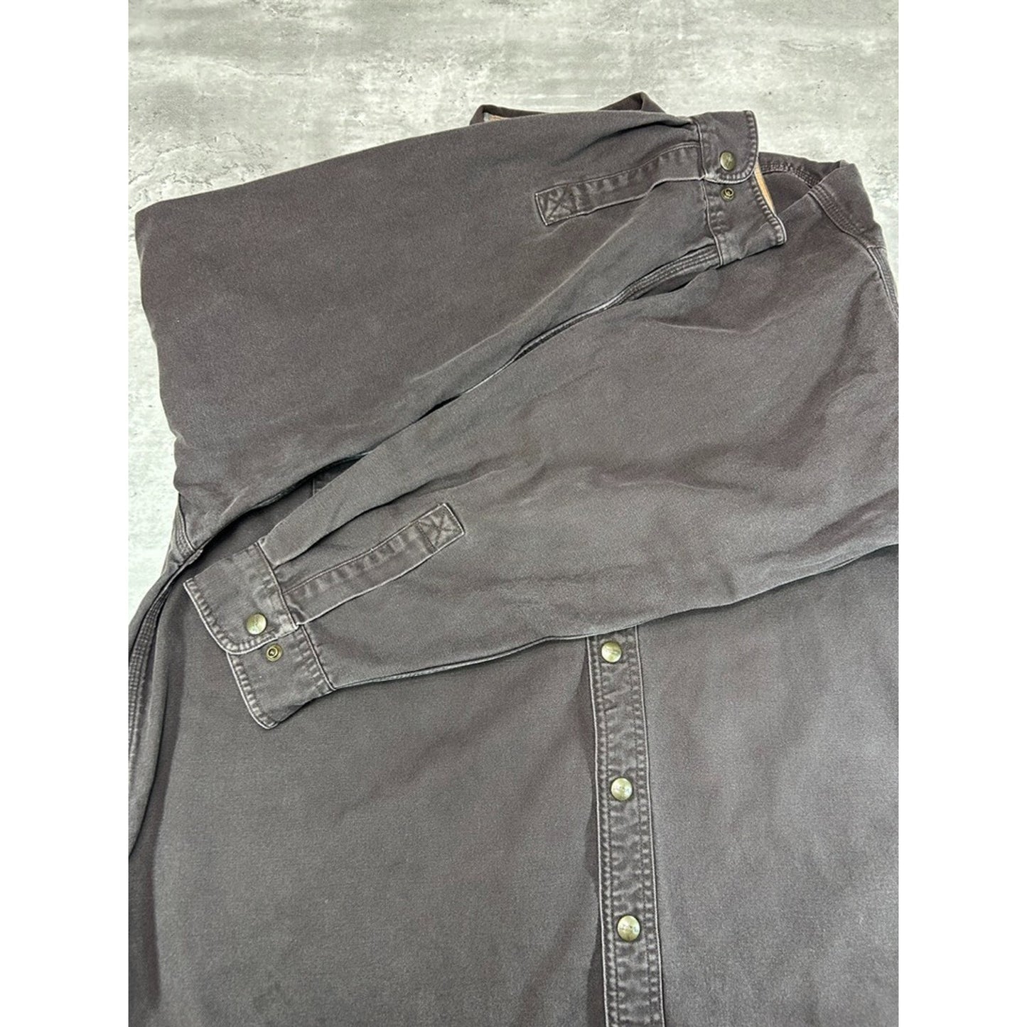 Vintage Carhartt Plaid Lined Canvas Workwear Long Sleeve Button Up Shirt Size XXL