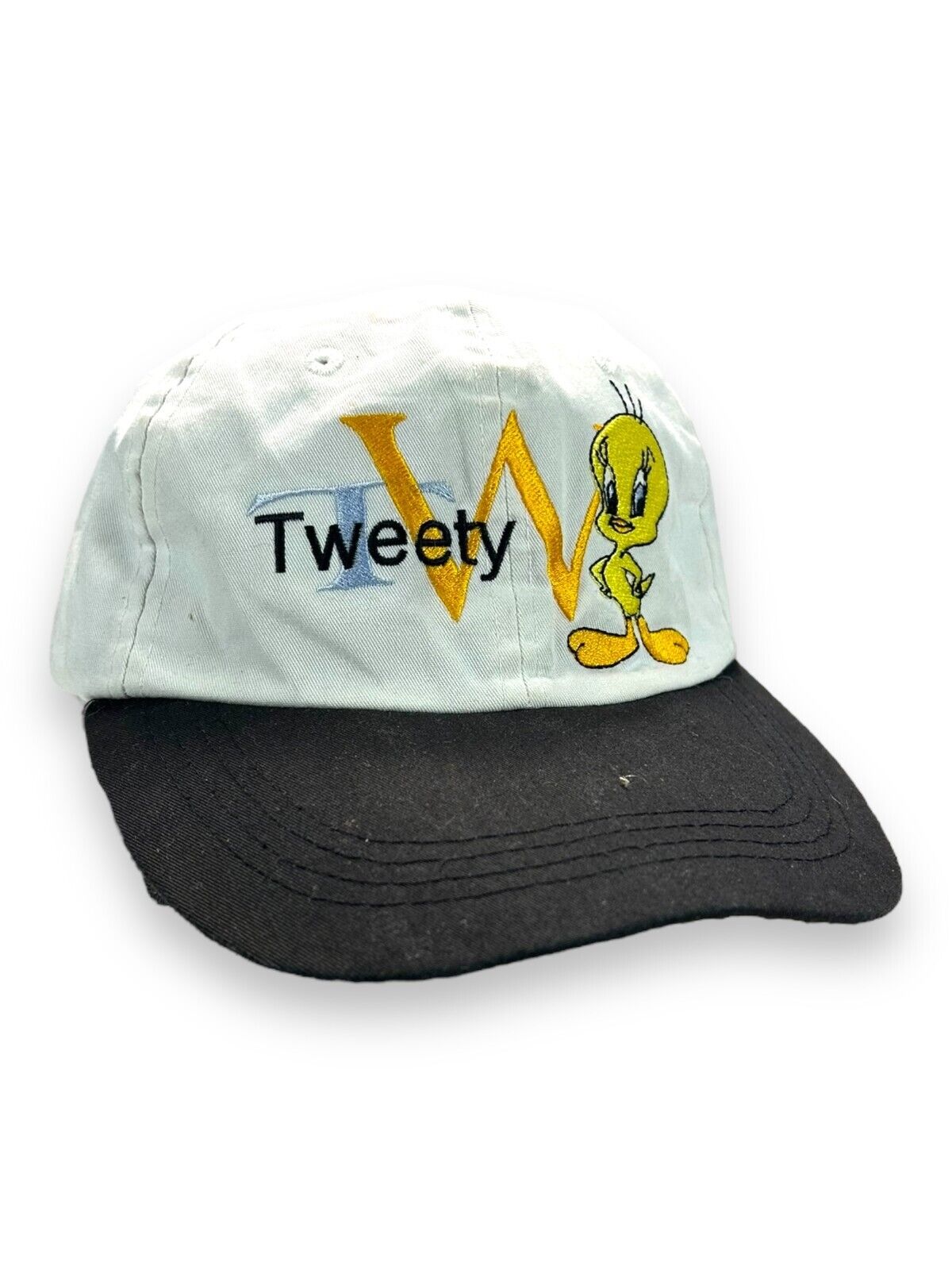 Vintage 1997 Looney Tunes Tweety Embroidered Character Fitted Hat OSFA White