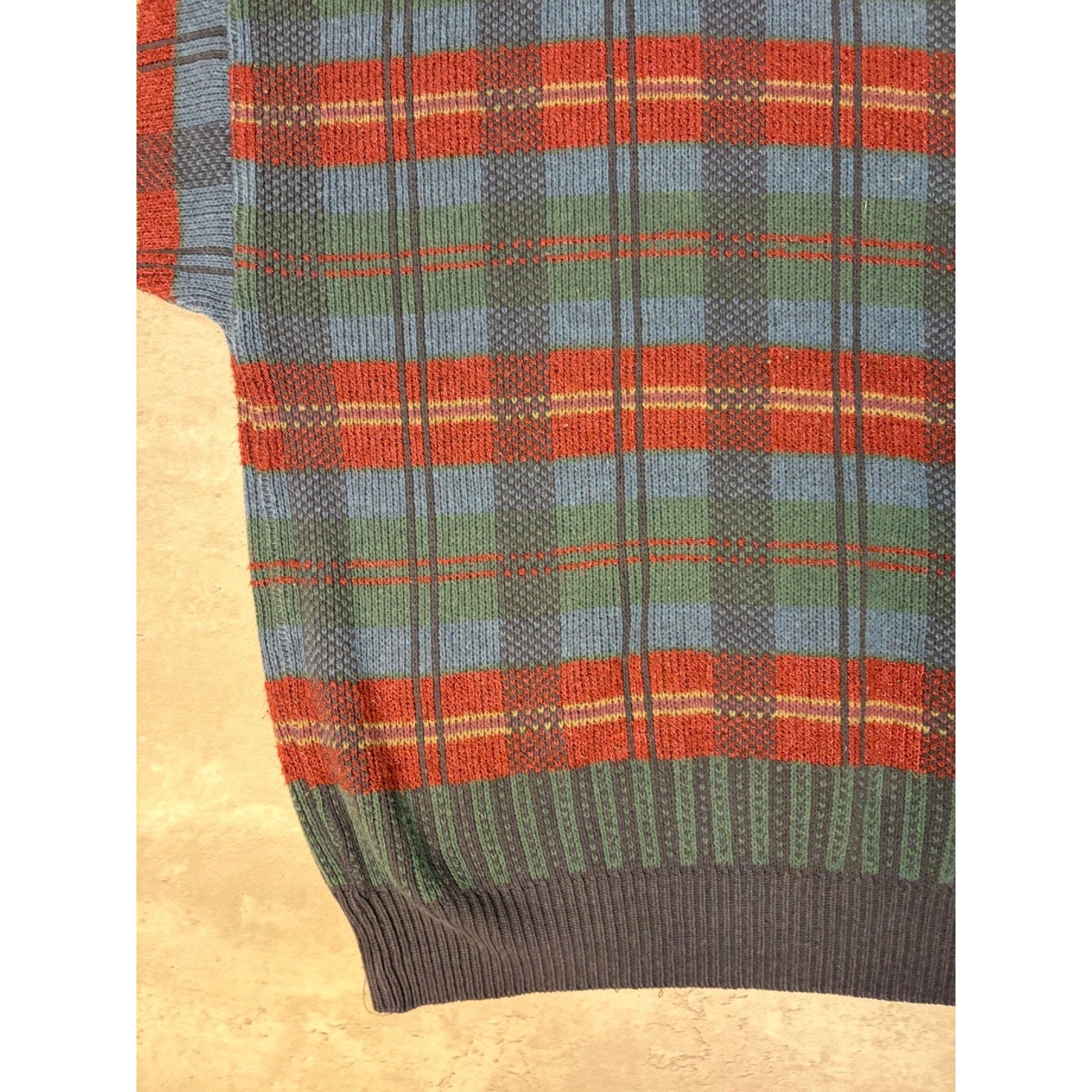 Vintage 90s Plaid Print Pullover Knit Sweater Size 2XL