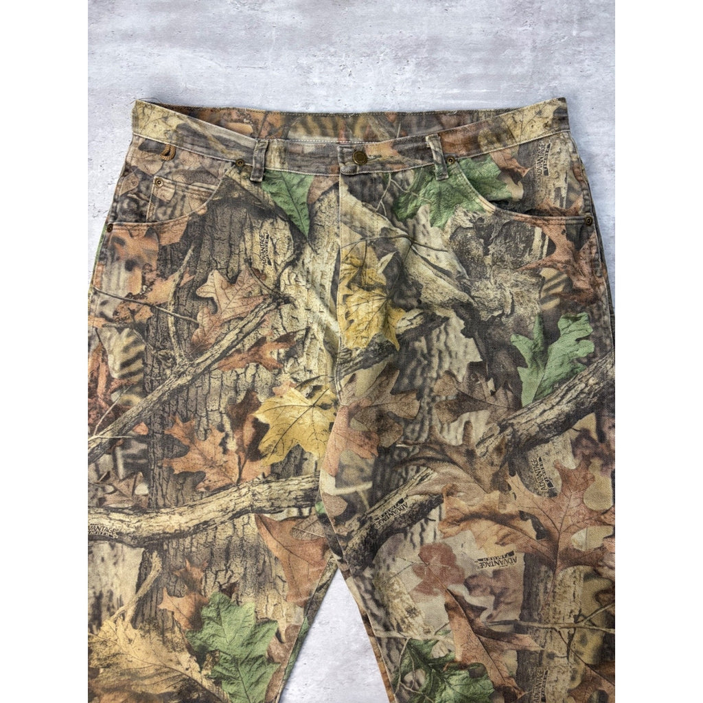 Vintage Wrangler Rugged Wear Advantage Timber Camo Denim Hunting Pants Size 39