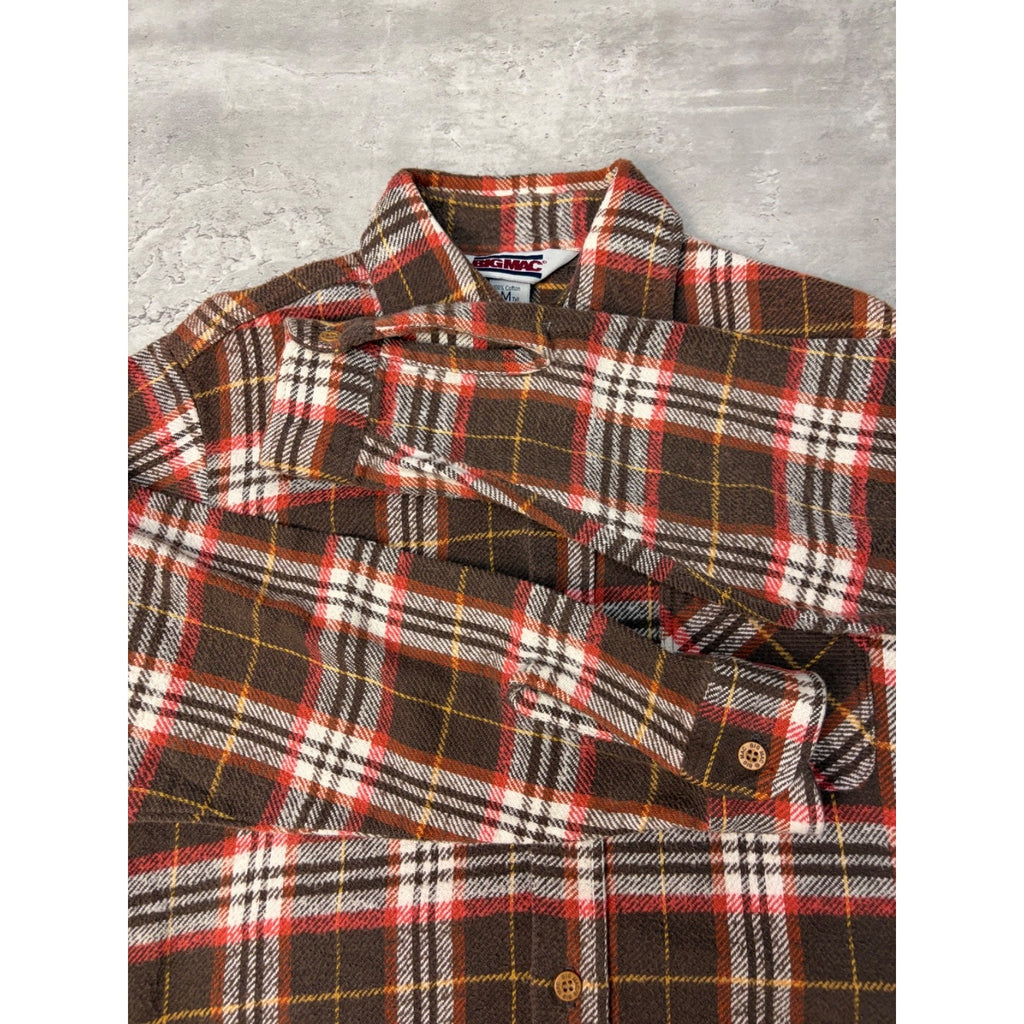 Vintage 1980s Big Mac JCPenney Brown Long Sleeve Button Up Shirt Size MT
