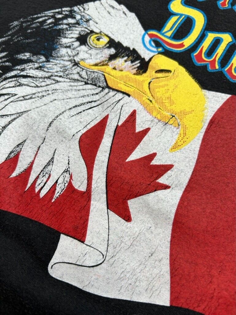 Vintage 70s/80s Harley Davidson Bald Eagle Canada Graphic T-Shirt Size XL Black