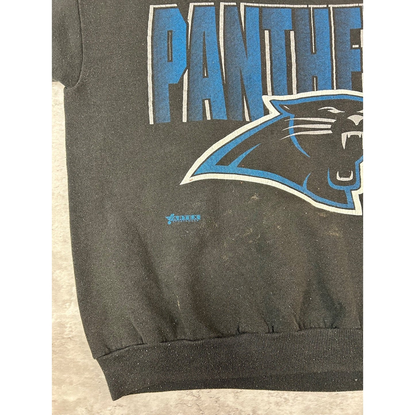 Vintage 1993 Carolina Panthers NFL Spellout Logo Graphic Sweatshirt Size Large