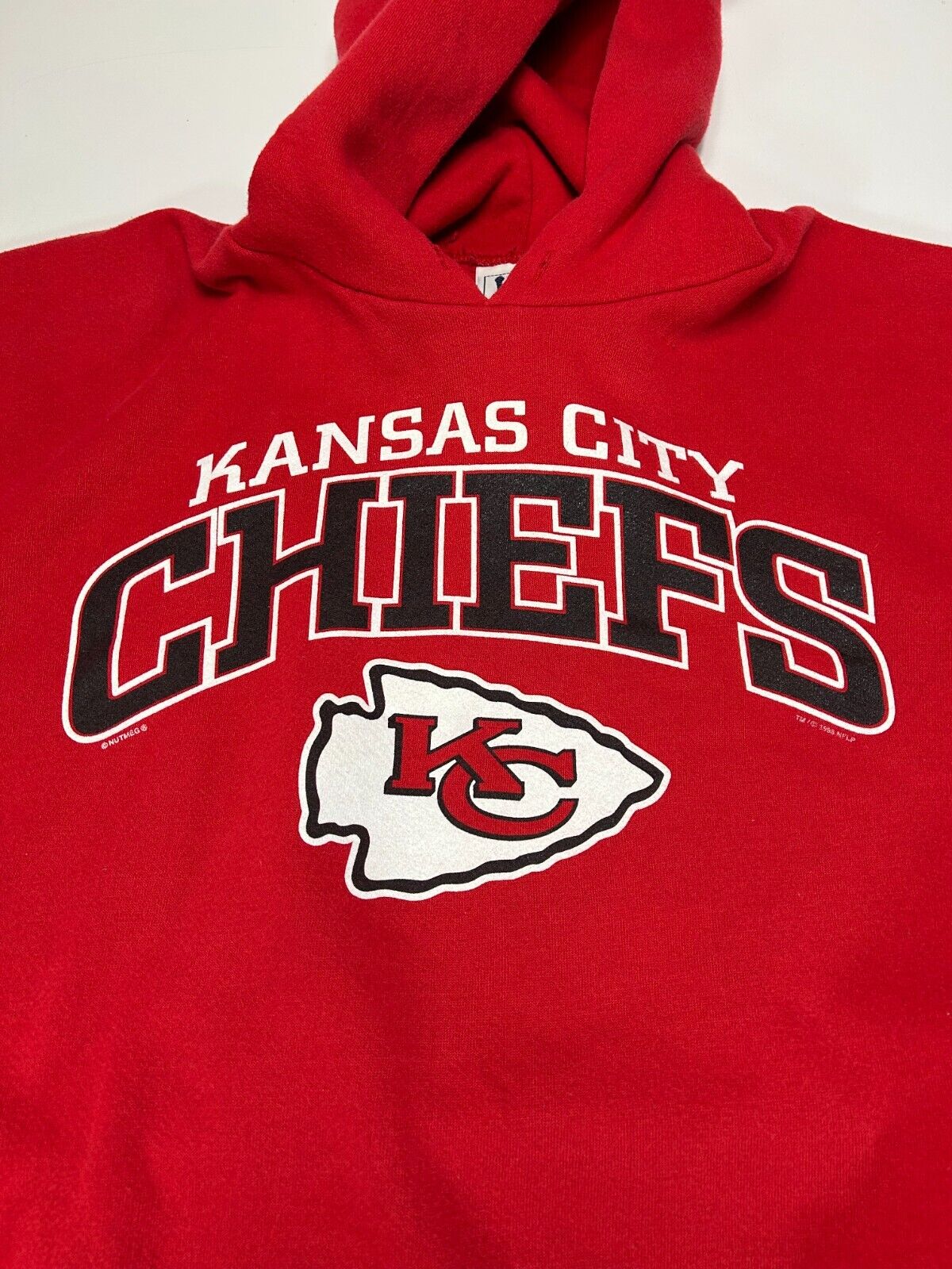 Vintage 1998 Kansas City Chiefs NFL Graphic Spell out Hooded Sweatshirt Sz 2XL