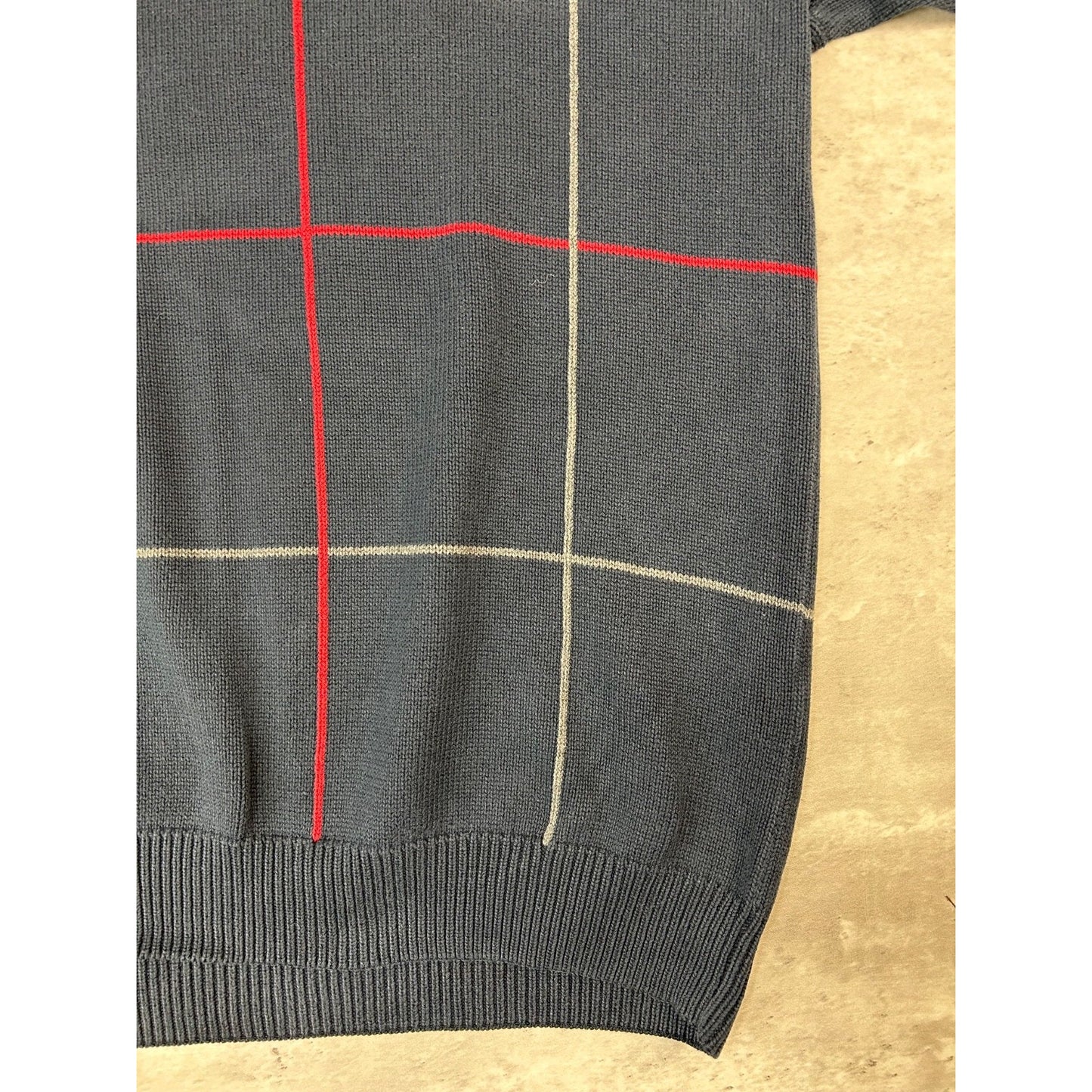 Vintage Nautica Embroidered Logo Checkered Knit Sweater Size XXL