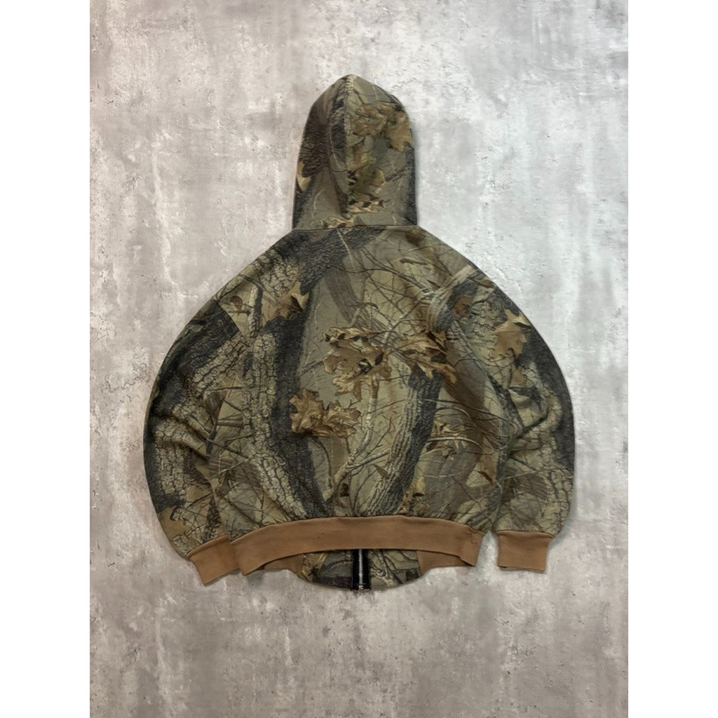 90s Outdoors Outfitters Camo Full Zip Hooded Hunting Sweatshirt Sz Medium