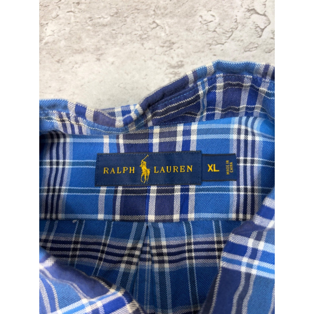 Vintage Polo Ralph Lauren Embroidered Pony Plaid Button Up Shirt Size XL