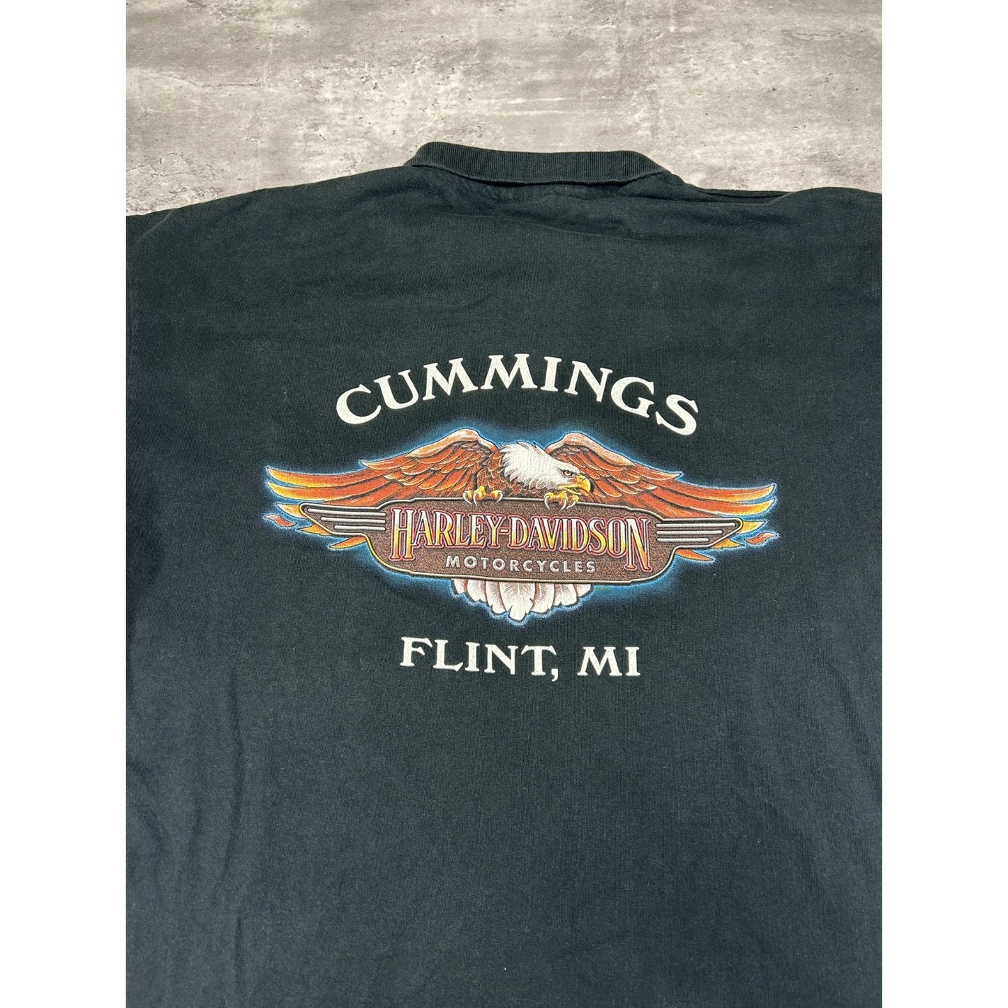 Vintage 1998 Harley Davidson Motorcycles 1/4 Button Graphic Button Up Shirt 3XL