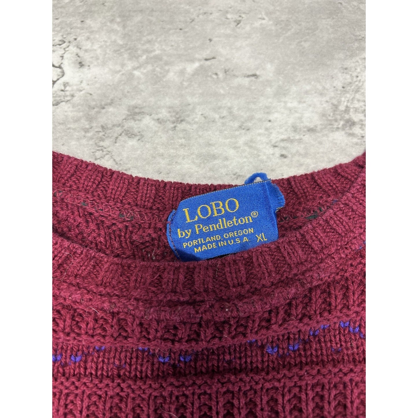 Vintage Lobo By Pendleton Geometric Striped Pullover Knit Sweater Size XL