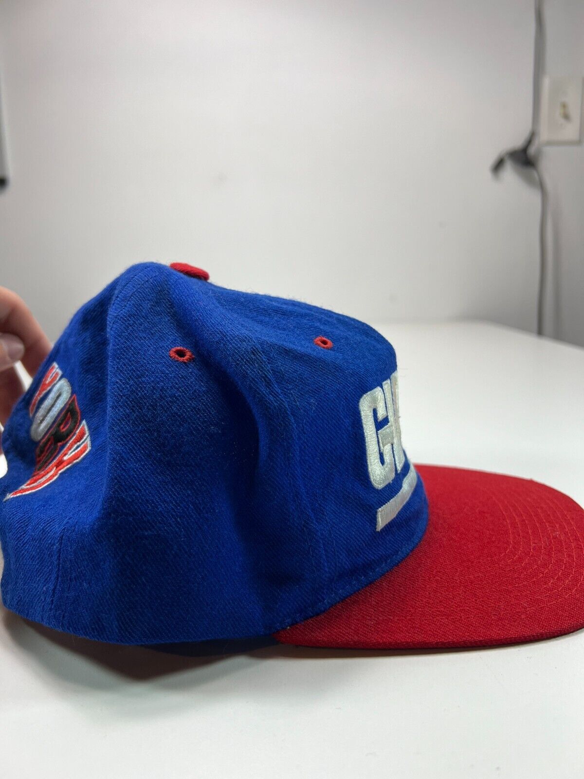 Vintage 90s New York Giants NFL Classic 100% Wool Spellout Snapback Hat OSFA